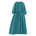 thumbnail image 1 of MIUOWANP Button Down Dress for Women Hot Sell Casual Clothing Women's Fashionable Casual High Waisted Printed Long Sleeved Loose And Comfortable Long Dress Size M Blue, 1 of 9