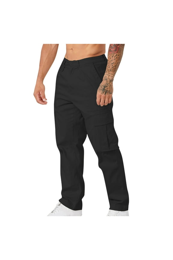 Cargo Pants for Men Baggy Men Casual Multiple Pockets Outdoor Straight Type Fitness Pants Cargo Pants Trousers XXL Black