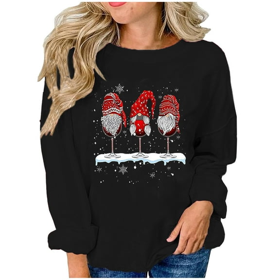 MaFYtyTPR Christmas Tops Christmas Fashion Women's Casual Long Sleeve Printed Ladies Sweatshirts Tops