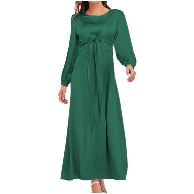 Casual Simplicity Solid O Neck Long Sleeve Dresses Casual Simplicity Solid O Neck Long Sleeve Dresses