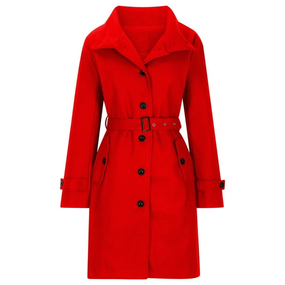 MIUOWANP Coat for Women Trendy Long Autunm And Winter Women Casual Tops Coat Long Sleeve Suit Collar Solid Cardigan Buttons Nizi Overcoat Tops Windbreaker