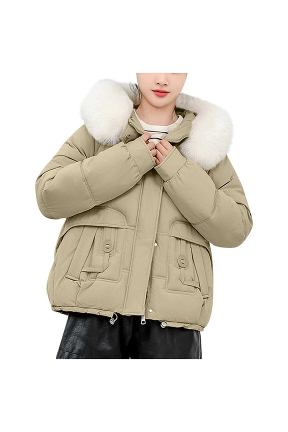 Cotton-padded Jacket Lady clothes Long Sleeved Solid Color Hooded Jacket Green XXL