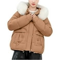 thumbnail image 1 of MIUOWANP Cotton-padded Jacket Lady clothes Long Sleeved Solid Color Hooded Jacket Orange XL, 1 of 5