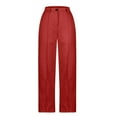 thumbnail image 1 of MIUOWANP Dress Pants for Women Business Casual Solid Color Pocket Buttons Comfortable Trousers Size S(4)Red, 1 of 5