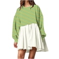 thumbnail image 1 of MIUOWANP Fall Dresses for Women 2024 Fashion Women's Casual Sweatshirt Long Sleeve Dress Round-Neck Ladies Patchwork Mini Dresses, 1 of 5