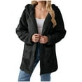 thumbnail image 1 of MIUOWANP Fall Jacket Women Long Women's Solid Winter Faux Coats Long Sleeve Lapel Pockets Fleece Jacket Casual Trendy Outerwear Black S, 1 of 5