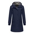 thumbnail image 1 of MIUOWANP Fall Jacket Women Trendy Women Fashionable Hooded Drawstring Button Jacket With Zipper Pocket Mid Length Jacket For Winter/Fall Navy XXL, 1 of 4