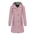 thumbnail image 1 of MIUOWANP Fall Jacket Women Trendy Women Fashionable Hooded Drawstring Button Jacket With Zipper Pocket Mid Length Jacket For Winter/Fall Pink M, 1 of 4
