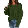 thumbnail image 1 of MIUOWANP Fall Sweaters for Women 2024 Trendy Women Casual Solid Long Sleeve Thick Knit Pullover Crewneck Sweater Coat Army Green S, 1 of 5