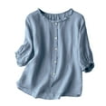 thumbnail image 1 of MaFYtyTPR Fashion Women Long Sleeve Comfortable Breathable Round--Neck Shirt Tops New Edition Top Shirt Blue L, 1 of 5