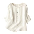 thumbnail image 1 of MIUOWANP Fashion Women Long Sleeve Comfortable Breathable Round--Neck Shirt Tops New Edition Top Shirt Clearance Deals White XXXL, 1 of 5