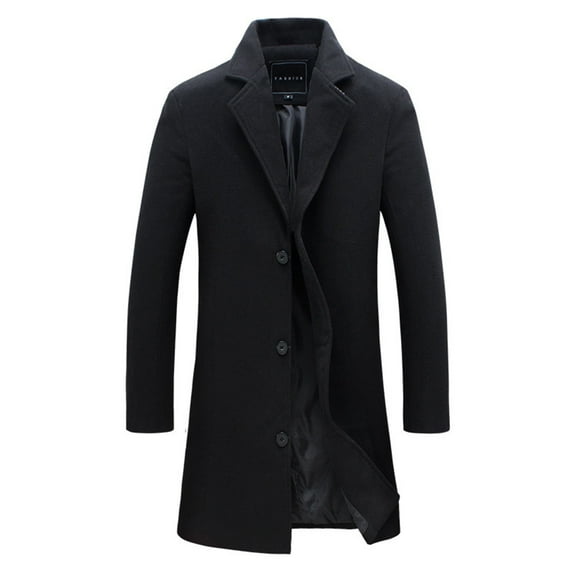 MIUOWANP Men's Casual Fleece Jacket 4XL Fashion Solid Color Leisure Long Outerwear Coat Tops Black XXXXL