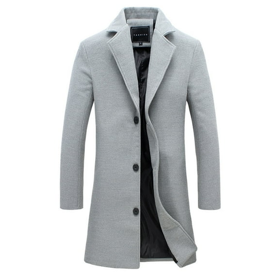 MIUOWANP Men's Casual Fleece Jacket 4XL Fashion Solid Color Leisure Long Outerwear Coat Tops Gray M