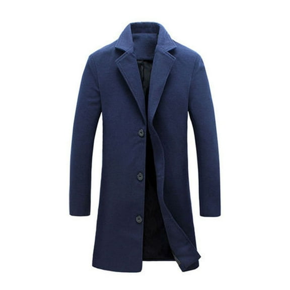 MIUOWANP Men's Casual Fleece Jacket 4XL Fashion Solid Color Leisure Long Outerwear Coat Tops Navy XXL