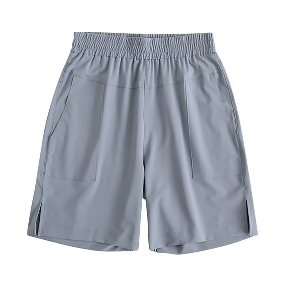 MIUOWANP High Waisted A-Line Shorts Women Solid Color Breathable Quick-Drying Elastic-Waisted Sports Shorts Half Pants Size L(8)Light Blue