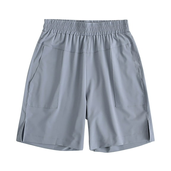 MIUOWANP High Waisted A-Line Shorts Women Solid Color Breathable Quick-Drying Elastic-Waisted Sports Shorts Half Pants Size XL(10)Light Blue