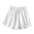 thumbnail image 1 of MIUOWANP High Waisted A-Line Shorts Women with Pockets Solid Color Drawstring Shorts Lightweight Breathable Sports ShortsM(6)White Under $10, 1 of 3