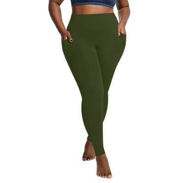 MIUOWANP High Waisted Leggings for Women Oversized Pockets For Quick Drying Tight Fitting Elastic Comfortable Fitness Yoga Pants Army Green XXXXXL