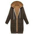 thumbnail image 1 of MIUOWANP Hoodies For Women Zip Up Knee Length Tunic Fashion Sweatshirts Casual Long Sleeve Comfy Fall Hooded Jackets With Pocket Khaki XXXL, 1 of 5