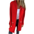 thumbnail image 1 of MaFYtyTPR Jackets for Women Women's Winter New Solid Color Hoodie Mid-Length Zipper Cardigan Jacket Long Sleeve Top, 1 of 5