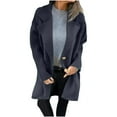 thumbnail image 1 of MIUOWANP Jackets for Women Trendy Fall Women's New Solid Color Woolen Coat Mid To Long Length Lapel Pocket Jacket Coat Long Sleeved Top, 1 of 5