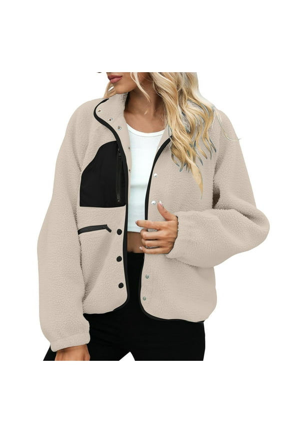 Jackets for Women Trendy Y2K Women's European And American Solid Color Lamb Wool Jacket Long Sleeved Hooded Casual Jacket