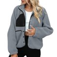 thumbnail image 1 of MIUOWANP Jackets for Women Trendy Y2K Women's European And American Solid Color Lamb Wool Jacket Long Sleeved Hooded Casual Jacket, 1 of 5