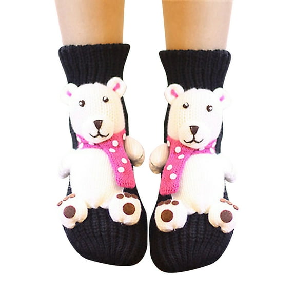 MIUOWANP Ladies Christmas Non-Slip Socks Home Socks Christmas Sleep Lovely Floor Three-dimensional Wool Thickened Warm In Winter