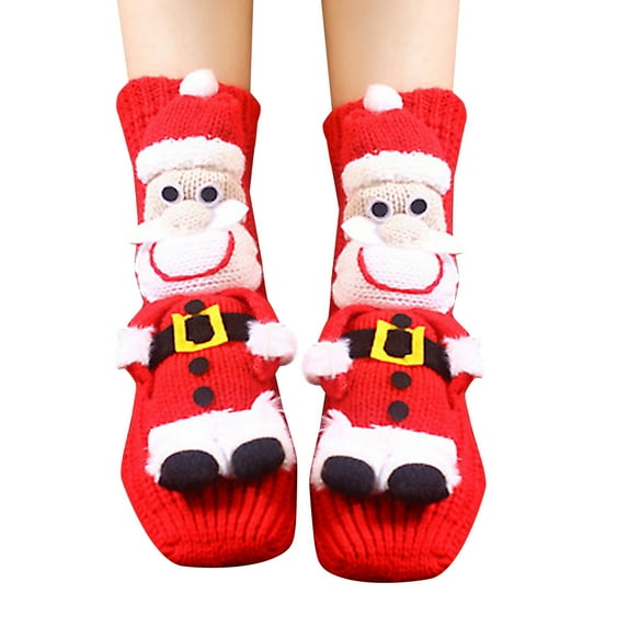 MIUOWANP Ladies Christmas Non-Slip Socks Home Socks Christmas Sleep Lovely Floor Three-dimensional Wool Thickened Warm In Winter