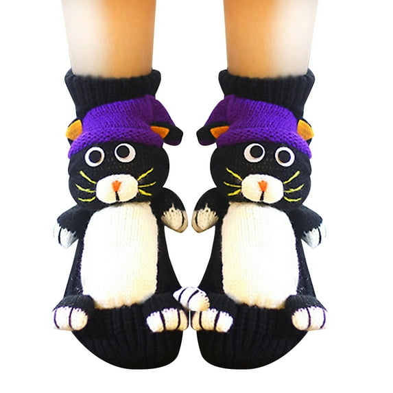 MIUOWANP Ladies Christmas Non-Slip Socks Home Socks Christmas Sleep Lovely Floor Three-dimensional Wool Thickened Warm In Winter