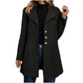 thumbnail image 1 of MIUOWANP Long jackets for Women Trendy Women's New Solid Color Woolen Coat Mid To Long Length Lapel Pocket Jacket Coat Long Sleeved Top, 1 of 5