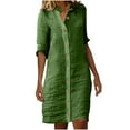thumbnail image 1 of MIUOWANP Maxi Dresses for Women 2024 Plus Size Hot Sell Casual Clothing Women's Summer Solid Color Long Sleeve Dress Size M Green, 1 of 6