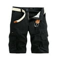 thumbnail image 1 of MIUOWANP Men's Cargo Shorts Solid Color Elastic Waistband Casual Cotton Shorts Big & Tall Loose Fit Work Shorts Size 31(US Size 8)Black, 1 of 4