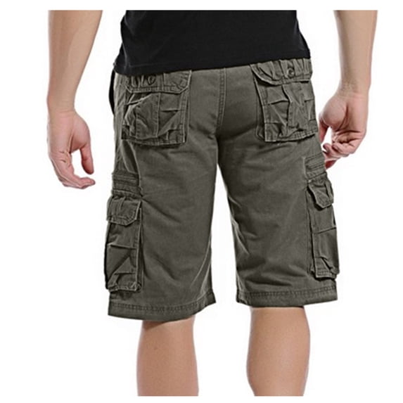 MIUOWANP Men's Cargo Shorts Solid Color Elastic Waistband Casual Cotton Shorts Big & Tall Loose Fit Work Shorts Size 34(US Size 14)Green