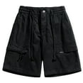 thumbnail image 1 of MIUOWANP Men's Cargo Shorts with Multi Pockets Solid Color Loose Fit Outdoor Sport Drawstring Half Pants Size M(4)Black, 1 of 2