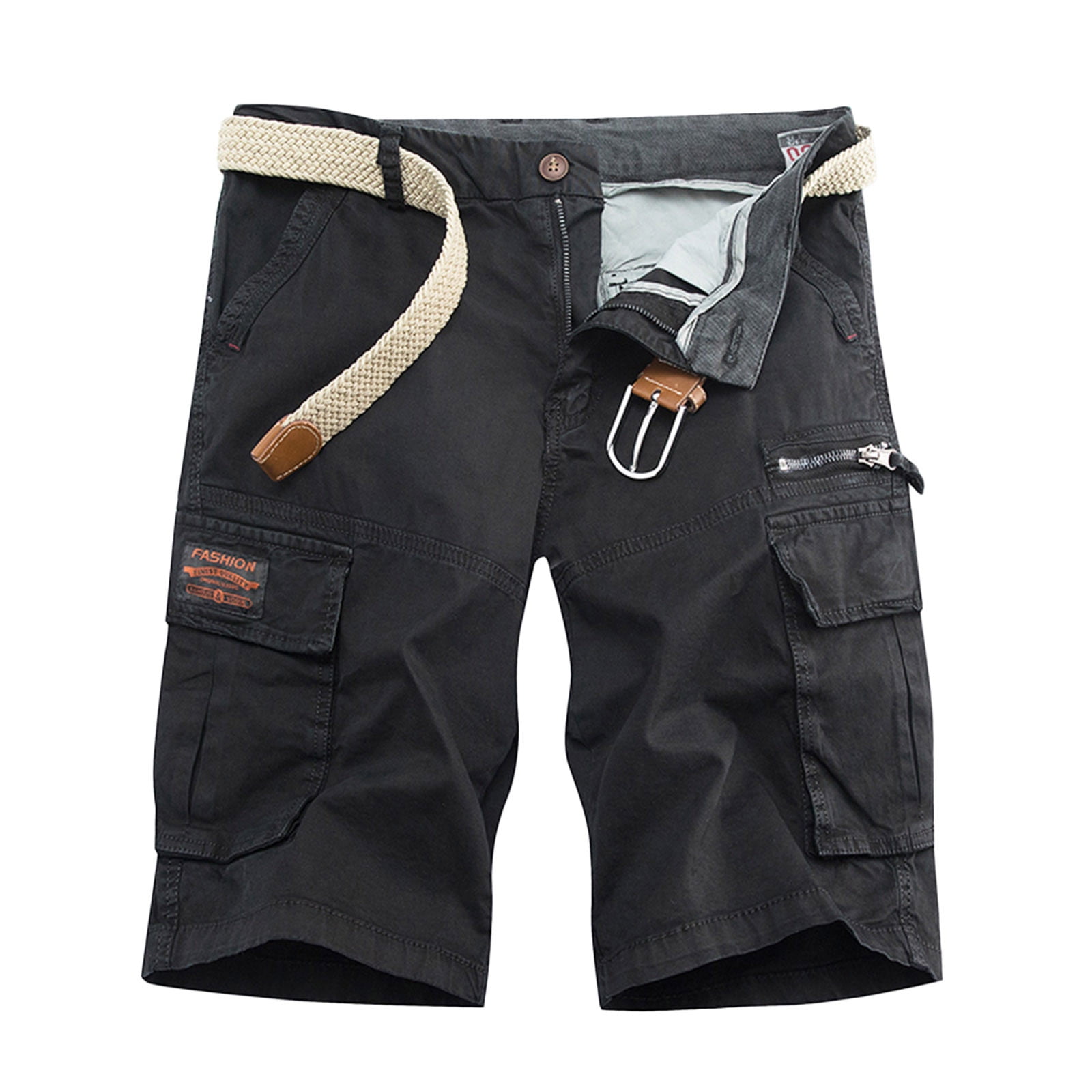MIUOWANP Men's Relaxed Cargo Shorts with Multi Pockets Solid