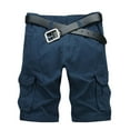 thumbnail image 1 of MIUOWANP Men's Casual Cotton Cargo Shorts with Multi Pockets Trendy Solid Color Outdoor Sport Durable Sports Shorts Size M(4)Navy, 1 of 3