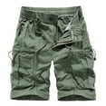 thumbnail image 1 of MIUOWANP Men's Casual Cotton Loose Fit Cargo Shorts with Multi Pocket Solid Color Drawstring Elastic Waist Cotton Work Shorts Size L(6)Army Green, 1 of 3