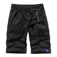 thumbnail image 1 of MIUOWANP Men's Casual Cotton Loose Fit Cargo Shorts with Multi Pocket Solid Color Drawstring Elastic Waist Cotton Work Shorts Size L(6)Black, 1 of 3
