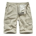 thumbnail image 1 of MIUOWANP Men's Casual Cotton Loose Fit Cargo Shorts with Multi Pocket Solid Color Zipper Button Outdoor Sport Cargo Short Size M(6)Beige, 1 of 5