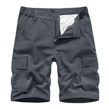 MIUOWANP Men's Casual Cotton Loose Fit Cargo Shorts with Multi Pocket Solid Color Zipper Button Outdoor Sport Cargo Short Size XXL(12)Dark Gray