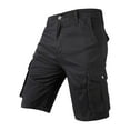 thumbnail image 1 of MIUOWANP Men's Casual Loose Fit Cargo Shorts with Multi Pocket Solid Color Cotton Button Zipper Half Pants Straight Pant Size L(6)Black, 1 of 4