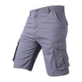 thumbnail image 1 of MIUOWANP Men's Casual Loose Fit Cargo Shorts with Multi Pocket Solid Color Cotton Button Zipper Half Pants Straight Pant Size L(6)Gray, 1 of 4