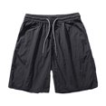 thumbnail image 1 of MIUOWANP Men's Casual Shorts with Pockets Solid Color Drawstring Elastic Waist Running and Gym Workout Sports Shorts Size L(6)Black, 1 of 3