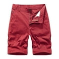 thumbnail image 1 of MIUOWANP Men's Cotton Loose Fit Cargo Shorts with Pocket Trendy Solid Color Durable Drawstring Elastic Waist Straight Pant Size XXL(10)Red, 1 of 3