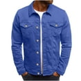 thumbnail image 1 of MaFYtyTPR Men's Denim Jackets Winter Button Solid Color Vintage Jacket Tops Blouse Coat on Blue M(US 4), 1 of 2