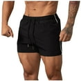 thumbnail image 1 of MIUOWANP Men's Drawstring Elastic Waist Beach Shorts with Pockets Solid Color Quick-dry Surfing Three-Point Pants Size L(6)Black, 1 of 5