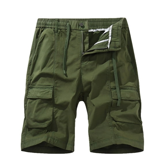 MIUOWANP Men's Drawstring Elastic Waist Cargo Shorts with Pocket Cotton hiking Cargo Shorts for Men Size S(4)Army Green