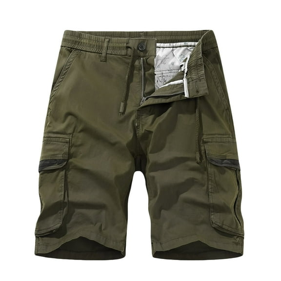 MIUOWANP Men's Drawstring Elastic Waist Cargo Shorts with Pocket Cotton hiking Cargo Shorts for Men Size XXXL(14)Army Green