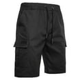thumbnail image 1 of MIUOWANP Men's Drawstring Elastic Waist Cargo Shorts with Utility Multiple Pockets Solid Color Durable Relaxed Hiking Shorts Size M(4)Black, 1 of 3